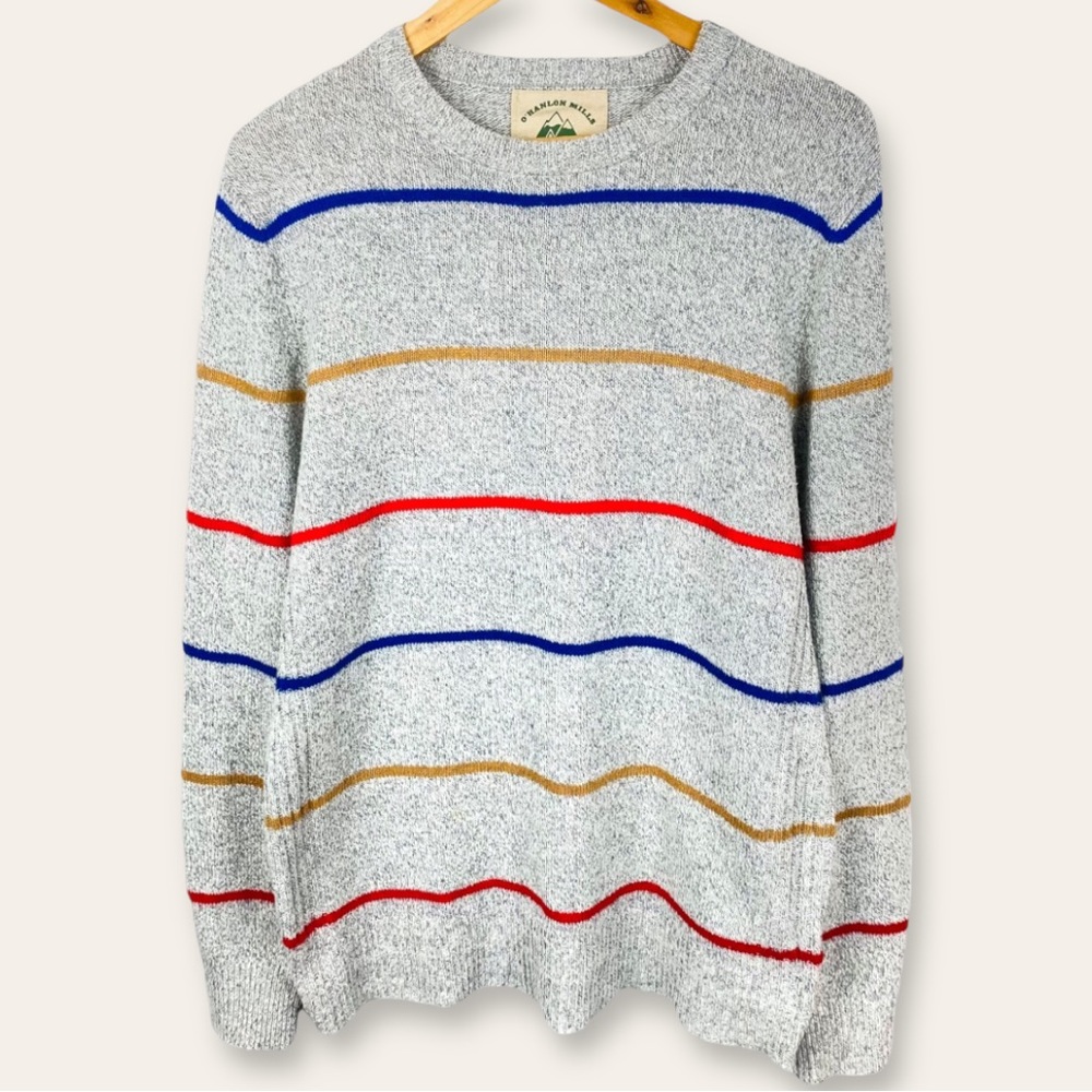 Urban Outfitters Lambswool Striped Knit Pullover Long Sleeve Cozy Sweater Gray